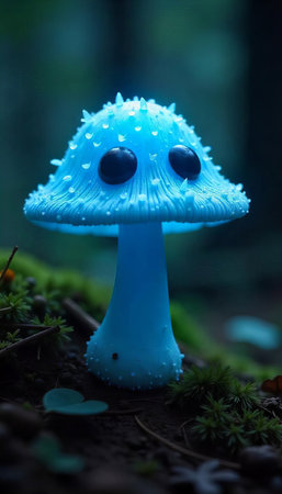 Smiling Blue Glowing Mushroomの素材