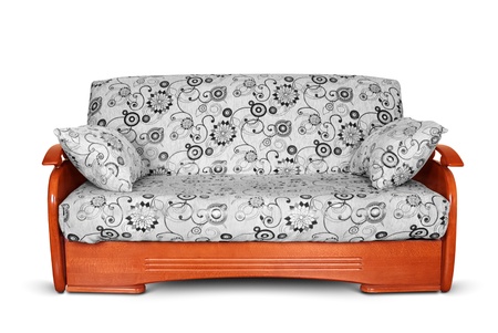 modern sofa with pillow insulated on white backgroundの写真素材