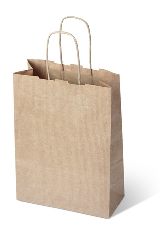 kraft paper shopping bag on white background. clipping pathの写真素材