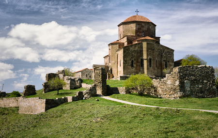 Orthodox monastery Jvari. 5-6 century building. Georgia, Mtskheta.の写真素材