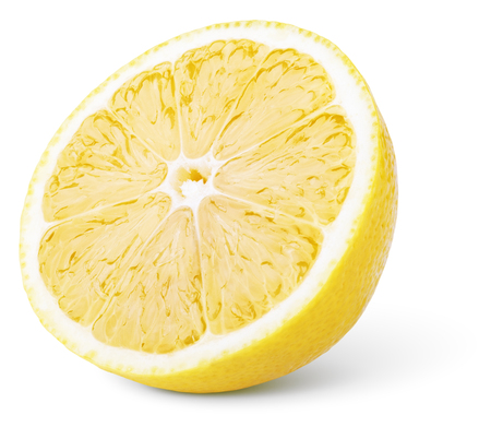 Half lemon citrus fruit isolated on white backgroundの写真素材