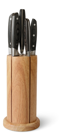 kitchen knife set with scabbard isolated on white background with clipping pathsの写真素材