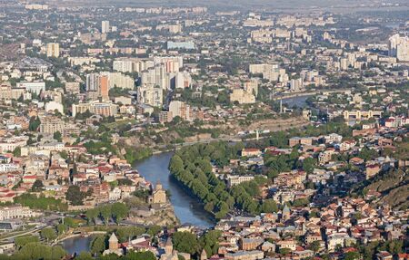 view of the Georgian capital Tbilisi to Mount Mtatsminda