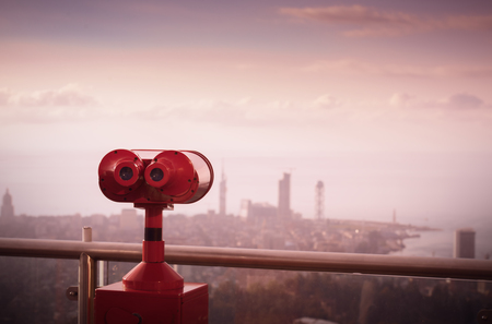 binoculars to view cityscapes, views from the observation deck of the city of Batumi, Georgiaの写真素材