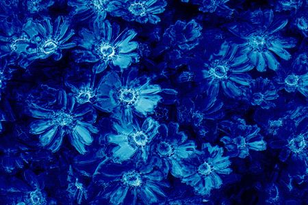 Tiled digital oil painting of blue flowersの写真素材