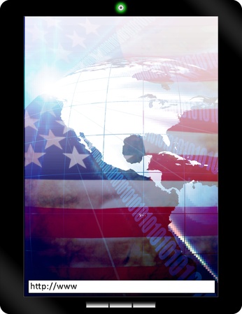 Tablet PC with USA flag technologyの写真素材
