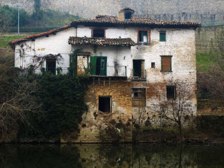 Abandoned house by the riversideのeditorial素材