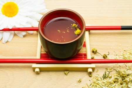 Herbal tea in the eastern surroundings with chamomile and herbs.の写真素材