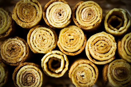 Wafer roll home on the tableの写真素材