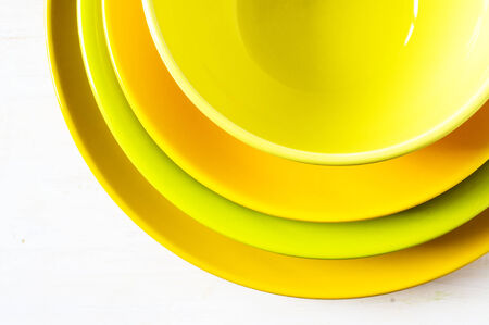Colorful stack of plates for the concept backgroundの写真素材