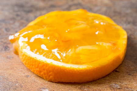 Slices of orange and orange marmalade, jamの写真素材