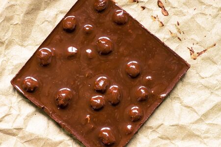 Dark chocolate with nuts melt top view