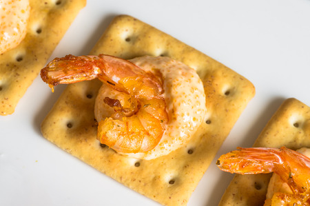 Appetizer with shrimp and caviar in the restaurantの写真素材