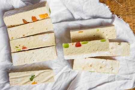 Nougat with candied white sticks Rustic styleの写真素材