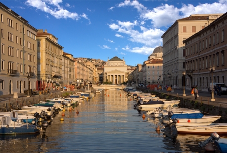 TRIESTE - Ago 12. Trieste neo-classical Church of St. Antonio Thaumaturgo over The Grand Canal. On Ago 12, 2012 in Trieste Italy.のeditorial素材