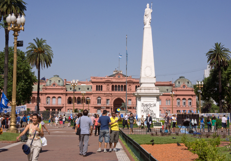 Buenos Aires, Argentina - December 13, 2012  Protesters and tourists in the Plaza de Mayo, the heart of Argentinaのeditorial素材