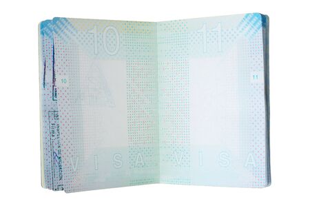 Used dutch passport with empty stamps isolated on whiteの写真素材