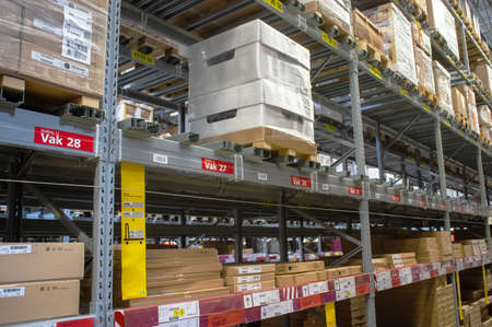 Duiven, Netherlands - May 24, 2019: IKEA warehouse in the IKEA store to pick up the purchased goods