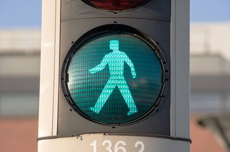 Green pedestrian lightの写真素材