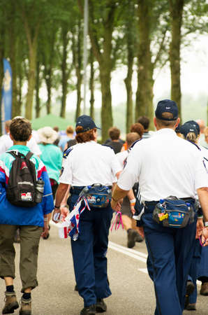 Arnhem, Netherlands - July 15, 2014: Police walks at the International Four Days Marches of Nijmegenのeditorial素材