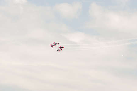 Volkel, Netherlands - June 14, 2019: The Blades aerobatic display team performs at an airshow