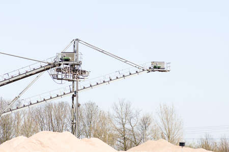 Conveyor belt of a sand extraction installation In Nijmegen, Netherlandsの写真素材