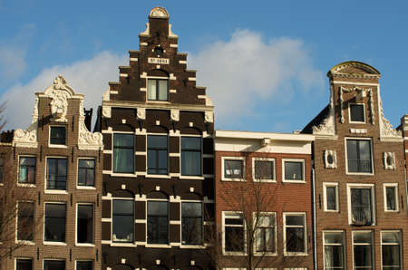 Facades of historic canal houses in Amsterdamのeditorial素材