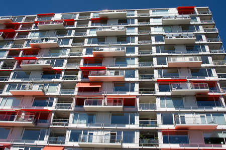 Balconies and windows of apartments in modern buildingのeditorial素材