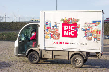 Nijmegen, Netherlands - February 2, 2022: Picnic from on the street. Picnic is an online dutch suprmarketのeditorial素材