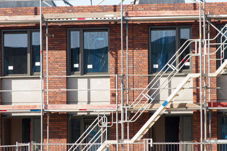 Closeup of scaffolding of a building under construction in the Netherlands