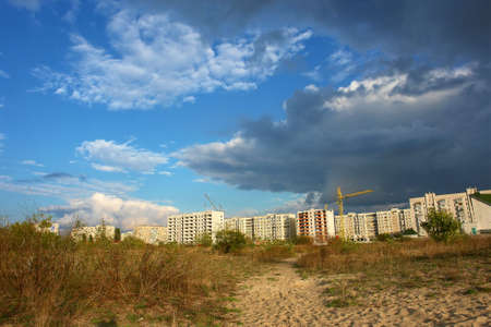 Prethunderstorm sky. Shot near the Dnieper river, in Poltavska region, Ukraine.の写真素材