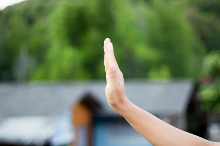 Empty open hand on white background
