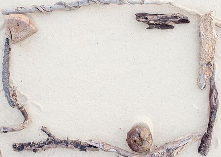 A border made of things you would find at the beach.の写真素材