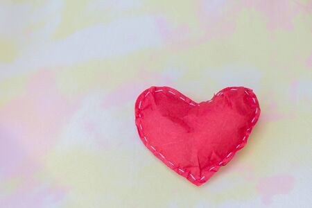 Close - Up Red paper hearts On the women's handsの写真素材