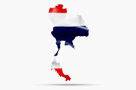 Thailand map isolated on white background with national flag pattern style Double exposure style.clipping pathの写真素材
