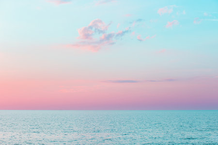 Beautiful sunset on the beach - Vintage filter and boost up color processingの写真素材