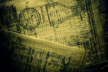 Mist tone image. Grunge dark engineering drawing