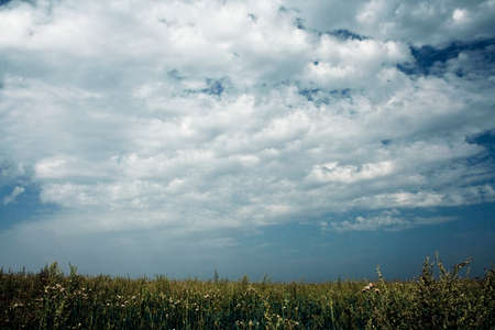 Beautiful  cloudy outdoors scene in vibrant cold colors