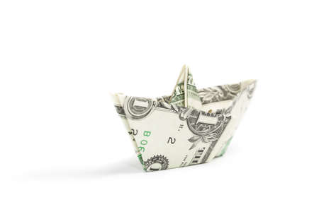 Dollar ship on white background with shadow. Currency conceptの写真素材