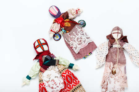 Handmade Ukraine traditional dolls backgroundの写真素材