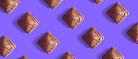 Glazed chocolates pattern. Colorful creative sweet setの写真素材