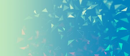 Flying abstract polygonal particles background. Triangles, lines and dots elements