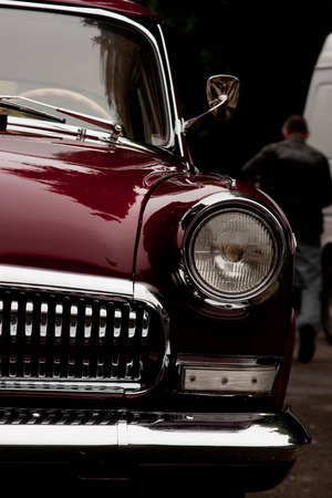 close up of front of a  vintage carの写真素材