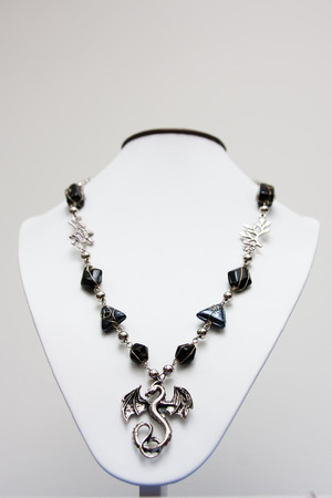 Handmade jewelry and keychains with colorful glass beadsの写真素材