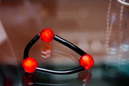 Handmade jewelry and keychains with colorful glass beadsの写真素材