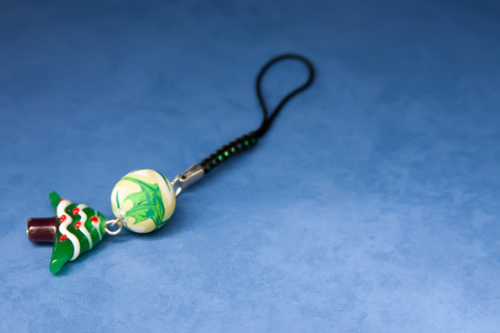 Handmade jewelry and keychains with colorful glass beadsの写真素材