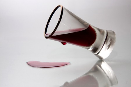 three red white wine glasses standing in a rowの写真素材