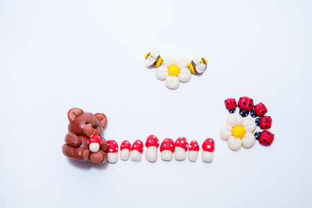 Homemade bear and mushrooms cookie with almondの写真素材