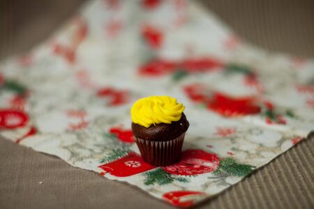 Christmas homemade gingerbread cookies on wooden tableの写真素材