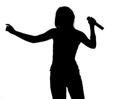           Girl Singing - Silhouette (Perfect For Flyers)の写真素材